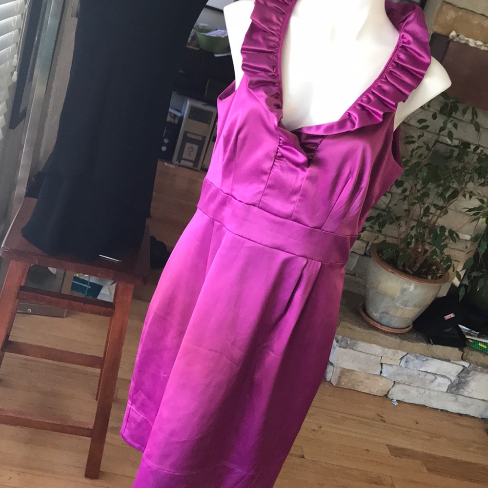Pink/purple ruffle neck dress